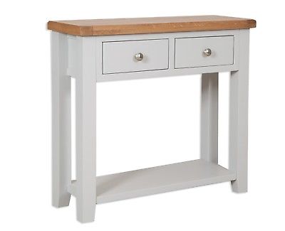 Dorset Oak Console Table Solid 2 Drawer Pine In Painted French Grey