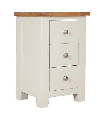 Dorset Oak Bedside Table Solid 3 Drawer Pine In Painted French